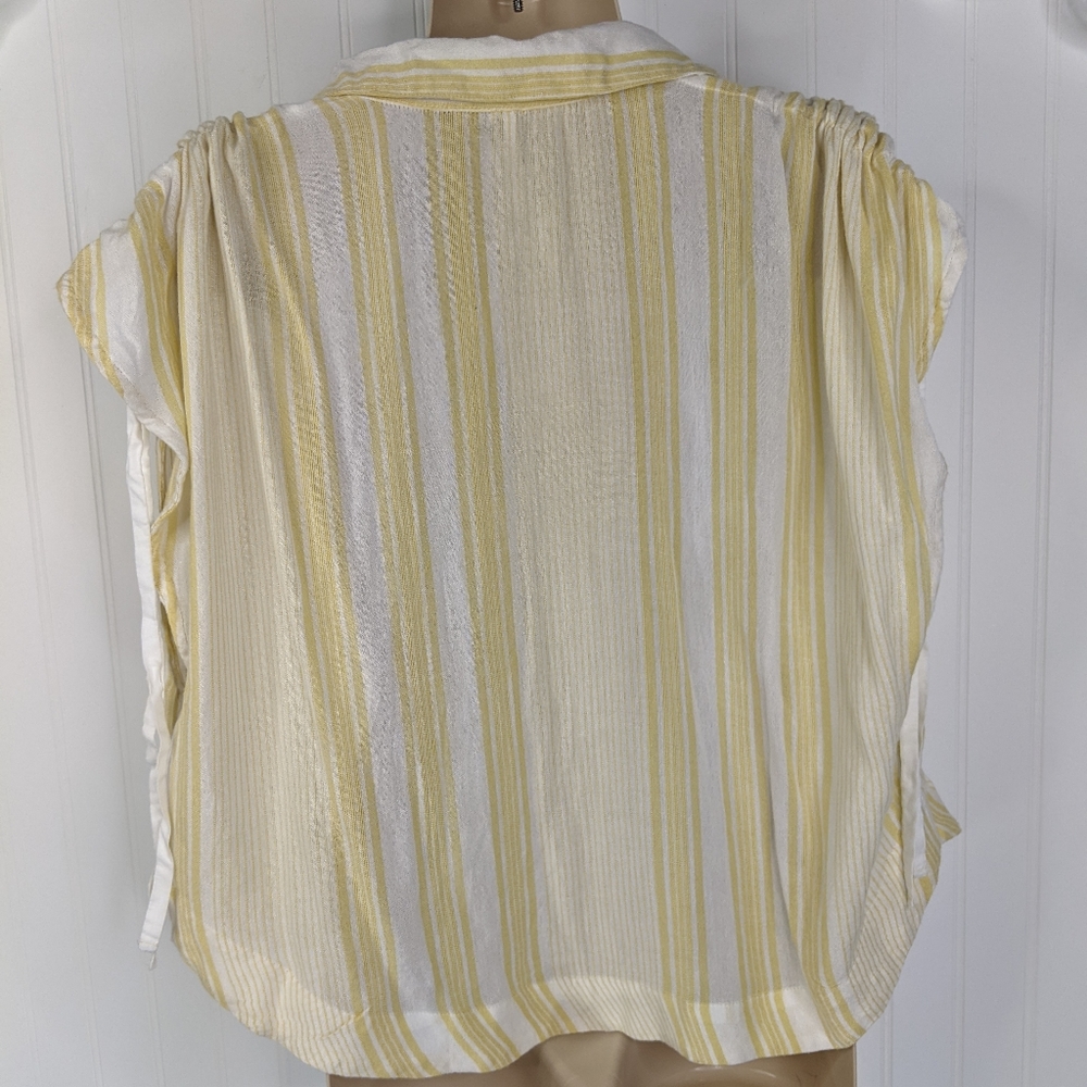 FREE PEOPLE Baby Blues Cinch Sleeve Button Down Sz S - Picture 9 of 12